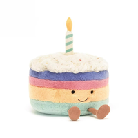 Peluche Jelly Cat Jellyca Gâteau d'Anniversaire Arc-en-ciel, Jouet en Peluche Multicolore, Poupée Mignonne, Cadeau en Peluche