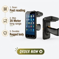 Pemindai Barcode Industri Genggam RFID UHF 865-925Mhz, PDA untuk Jangkauan 20 Meter, Bersertifikasi CE, Mesin Inventaris Android 12/15
