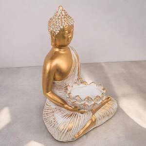 حرفة راتنج زخرفة شمعدان البوذية ، ديكور منزلي حامل شمع شمع - Product Image 3