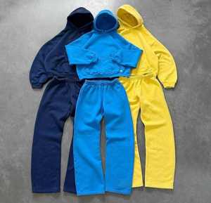 Ensembles de survêtements personnalisés en molleton de coton et French Terry pour hommes et femmes, comprenant un sweat à capuche structuré et un pantalon de survêtement - Product Image 2