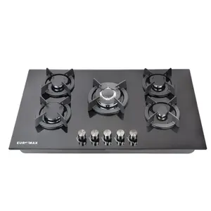 Tempered Glass Surface Built In 5 Burner Cooker Cooktop Gas Hob Stove Gas Burner