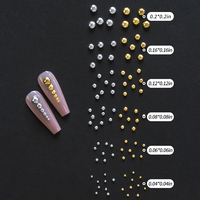 7/12 Grilles de Perles en Résine Mixtes, Breloques pour Ongles, Perles Demi-Cercle Or et Argent, Ornements et Accessoires pour Ongles, Décoration Artistique pour Salon de Manucure