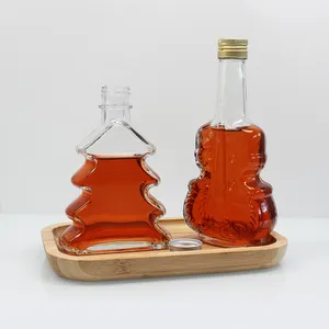 圣诞树和吉他形状小体积平板独特形状带铝盖的玻璃酒瓶