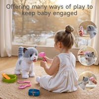 Jouets en peluche interactifs pour enfants Tumama : chat en peluche électronique doux avec commande vocale et laisse, pour l'éveil parent-enfant