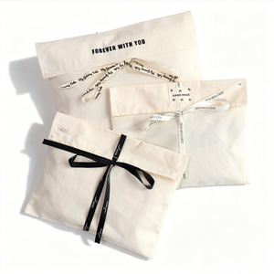 Sac enveloppe en toile de coton biologique durable et écologique avec logo personnalisé brodé, avec pochette anti-poussière pour bijoux et promotion de cadeaux - Product Image 2