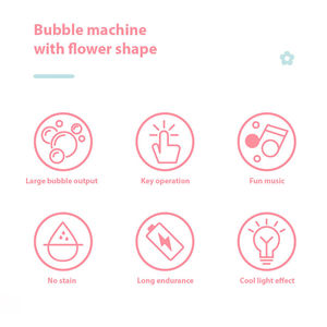 Machine à bulles automatique en forme de fleur avec lumière clignotante et musique Jouet à bulles d'extérieur pour mariage - Product Image 2