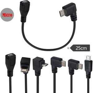 Cable de Carga de Datos Micro USB de 25 cm, Adaptador de Ángulo Recto Macho a Hembra para Teléfono Móvil y Computadora - Product Image 1