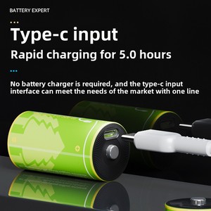 1.5V công suất cao 7400mwh C Kích thước loại C USB sạc <span class=keywords><strong>Lithium</strong></span> <span class=keywords><strong>Ion</strong></span> <span class=keywords><strong>Battery</strong></span> Pack Máy nước nóng tắm Rocking Chair đèn pin - Product Image 2