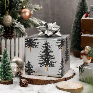 MAYPLUSS Christmas Gift <b>Wrap</b> <b>Paper</b> 17 Inch X 33 Feet Silver White Trees Minimalist Winter Festive Packaging <b>Paper</b> - Product Image 6