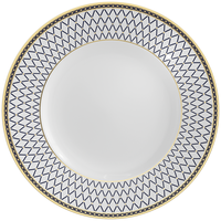 Ensemble d'assiettes à dîner en céramique bleu or de luxe, motif géométrique en treillis, assiettes de présentation en porcelaine pour la décoration de table de mariage