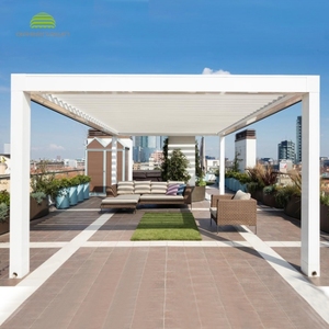 Toit ouvrant motorisé en aluminium <span class=keywords><strong>4x3</strong></span>, toit à lamelles, jardin, pergola imperméable, abri de voiture - Product Image 1