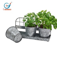 Penjualan langsung ember 0.3 galon gaya negara Set ember logam galvanis dipasang di dinding Set dari 3 Pot logam Pot galvanis Mini