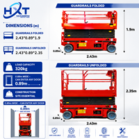 Plateforme élévatrice à ciseaux électrique à alimentation directe, plateforme de travail hydraulique électrique étroite de 8 m avec certification CE