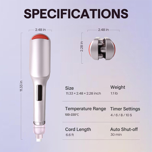 Rizador de Pelo LCD Tipo Olla de Arroz, Temperatura Ajustable de 100 a 220°C, <span class=keywords><strong>Plancha</strong></span> Onduladora de Cerámica, Rizador Infrarrojo <span class=keywords><strong>TYMO</strong></span> para Peinado - Product Image 4