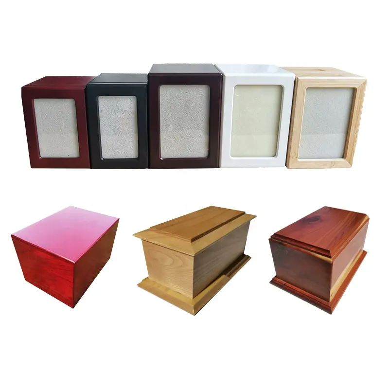 Wholesale Handicraft Classic MDF Black Pet Urns For Ashes Wooden Pet Cremation Urn With Sliding Panel