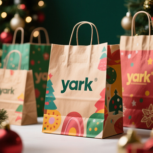 Sacs cadeaux en papier kraft biodégradable pour Noël, emballages d'achats écologiques imprimés sur mesure - Product Image 2