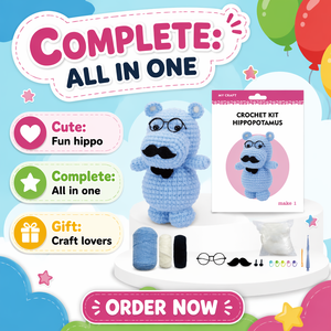 Kit de couture au crochet Hippopotame Gentleman DIY pour débutants, kit de tricot Amigurumi, matériel en polyester, à partir de 7 ans, marque <span class=keywords><strong>VOSAN</strong></span> - Product Image 2