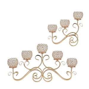 Candélabre doré multi-bras de style <span class=keywords><strong>voiture</strong></span> vintage avec perles de verre verticales, porte-bougie de table longue pour <span class=keywords><strong>mariage</strong></span> et fête, style européen et américain - Product Image 6