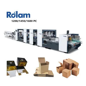 Automatic Rolam 1600PC Corrugated Carton Box Making Pasting Machine Bottom Lock Folding Gluing Machine