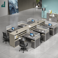 Poste de travail modulaire moderne avec panneaux d'intimité et armoire de rangement pour bureaux cloisonnés de 4 à 6 personnes