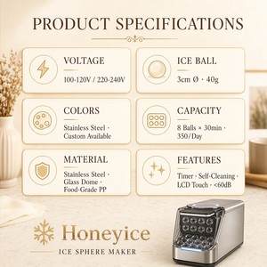 Executive Lounge Ice Ball Machine Sc-6219 8 Balls 30min 3cm Crystal Auto 42db 5-star Hotel Vip Suite Premium Oem Ce Sc-6219 - Product Image 3