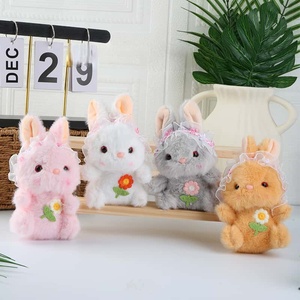 Cute Fluffy Rabbit Keychain Plush Bunny <b>Doll</b> Pendant Adorable Bunny Plush Toy for Backpack Charm Furry Animal Keyring Accessory - Product Image 1