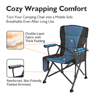 Chaise de camping moderne surdimensionnée chauffante OEM, légère et portable, avec table latérale amovible
