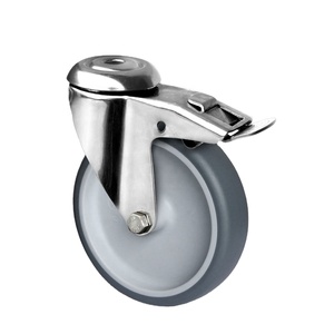 CASCOO 4 pouces verrouillage total trou <span class=keywords><strong>de</strong></span> boulon TPR roulettes en acier inoxydable cuisine <span class=keywords><strong>Transport</strong></span> conteneur <span class=keywords><strong>roulette</strong></span> - Product Image 1