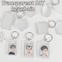 Porte-clés photo numérique transparent en acrylique imprimé UV, léger, cadeau DIY, chaîne de suspension, design perlé, forme irrégulière