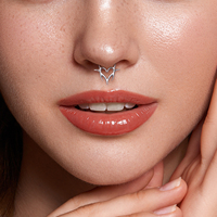 Grosir Anting Titanium G23 16G Septum Hoop Clicker Cincin Hidung Berengsel Bentuk Hati untuk Tragus Helix, Perhiasan Tindik Tubuh Wanita
