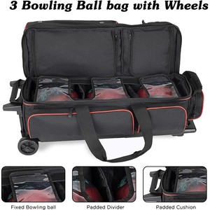 Bolsa <span class=keywords><strong>de</strong></span> Transporte para Bolas <span class=keywords><strong>de</strong></span> Boliche Unisex Personalizada <span class=keywords><strong>de</strong></span> Alta Calidad con Cierre <span class=keywords><strong>de</strong></span> Cremallera, <span class=keywords><strong>Tres</strong></span> Compartimentos Separados, Multifuncional y Práctica - Product Image 3