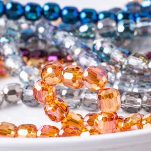 Zhubi, venta al por mayor, cuentas de cristal de tambor facetado de 8MM, cuentas redondas sueltas de piedra de cristal con agujero grande para fabricación de joyería, pulseras DIY - Product Image 3