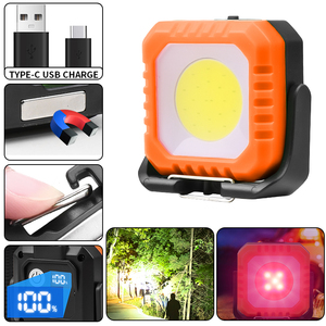 Mini 24 * COB lampe de travail avec type-c USB charge ABS aimant extérieur et affichage de puissance numérique lampe de poche étanche crochet <span class=keywords><strong>Garage</strong></span> - Product Image 1