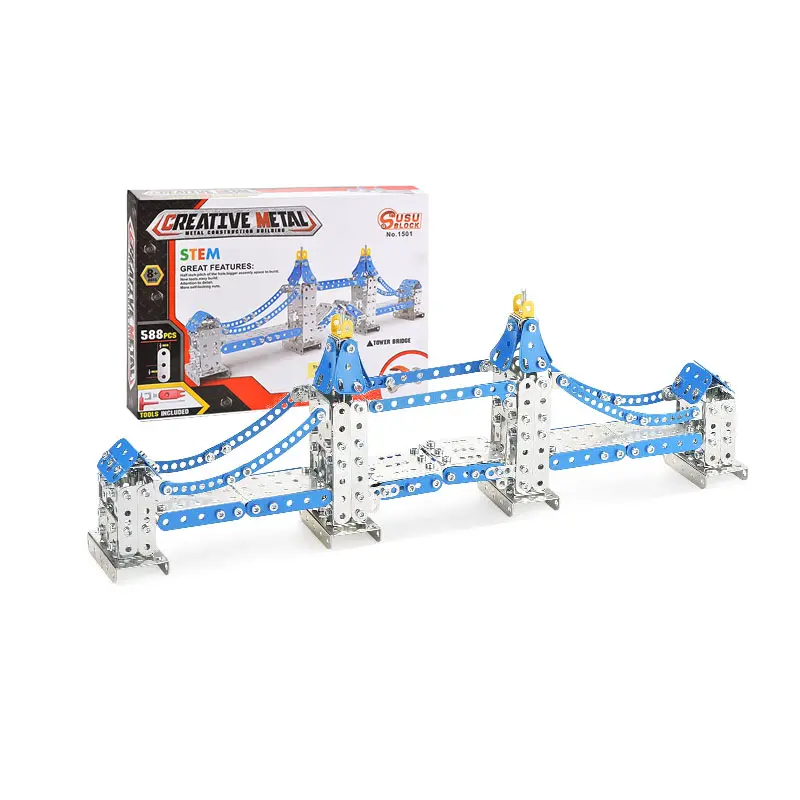 Stem Metal Tower Bridge Self Assembled Building Blocks Construction Toys 588pcs