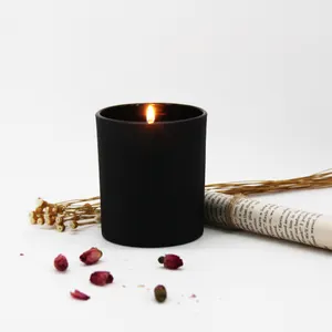 8 온스 블랙 유리 촛불 상자 텀블러 유리 촛불 항아리 향기로운 촛불