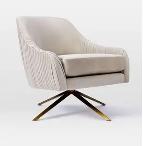 Chaise longue di lusso gambe dorate girevole in ottone personalizzato soggiorno sedia in velluto di senape mobili per la casa moderni in metallo