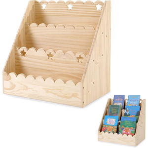 Étagère à livres pour tout-petits, bords festonnés, bibliothèque en bois à 3 niveaux, étagère à livres pour enfants, pour la chambre d'enfant, la salle de jeux, la chambre à coucher - Product Image 1
