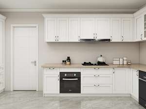 Meubles de cuisine modernes style Shaker blanc en contreplaqué durable avec dosseret et panneau mélaminé - Product Image 2