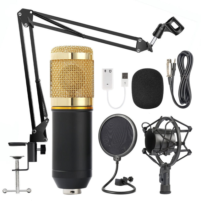 BM800 Condenser Microphone Kit Professional USB Streaming Podcast PC Microphone Studio Cardioid Mic Kit for Recording YouTube