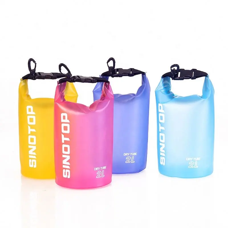 Custom Logo Cheap Ocean Pack Swimming Transparent Roll Top Waterproof Clean Dry Bag 2L For Drifting Kayak Camping