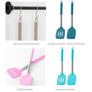 Thân Thiện Với Môi 2-Mảnh Silicone Đồ Dùng Nhà Bếp Thiết Lập Với Thép Không Gỉ Xử Lý Chịu Nhiệt Và Không Dính 6 Màu Sắc Có Sẵn - Product Image 4