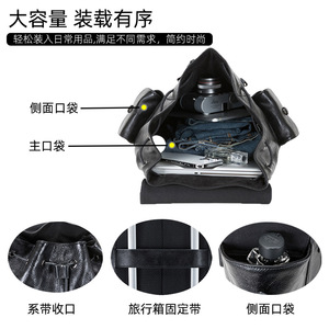 Dujiang Genuine Leather Men's <b>Backpack</b> Top Layer Cowhide Large Capacity Unisex Outdoor Travel <b>Backpack</b> - Product Image 3