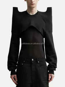 Sweat-shirt court unisexe original sangle pagode épaules Tec Micro Sweat polaire noir pour hommes - Product Image 6