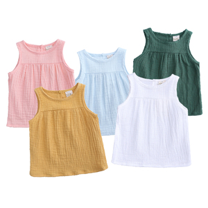 Ropa de Verano para Niños Pequeños, Camiseta sin Mangas para Bebés, 5 Colores, Algodón Liso, Camiseta Infantil - Product Image 1