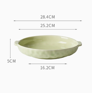 Bandeja de horno de cerámica con doble asa, redonda, de porcelana, para ensalada y pasta, apta para horno, <span class=keywords><strong>vajilla</strong></span> para el hogar y restaurante - Product Image 6