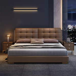Letto Matrimoniale Moderno di Lusso in Legno con Imbottitura, Design con Cassetti e Materasso Incluso - Product Image 2