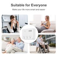 Multiprise portable avec protection contre les surtensions, rallonge avec 3 prises, 2 USB et 1 port Type C pour la maison et le bureau