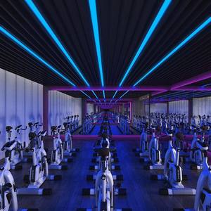 Lustre <span class=keywords><strong>LED</strong></span> à longue bande sans couture, bureau, supermarché, salle de sport, centre commercial, lampe suspendue industrielle - Product Image 4