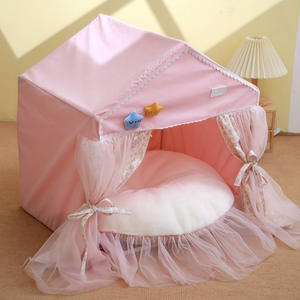 OEM ve ODM moda yarı kapalı Pet çadır yuva yaratıcı peluş köpek kedi yuva dantel Pet prenses yatak - Product Image 6