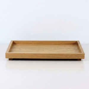Plateau de service rectangulaire en bois de chêne, style japonais/Japandi, biodégradable, écologique, design minimaliste, pieds en bloc, pour hôtel - Product Image 1